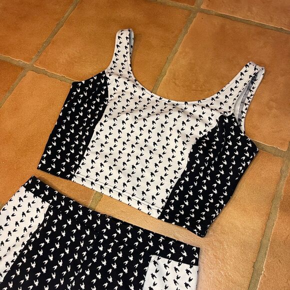 Giani Bini Black White Tank Top Midriff Skirt Set Womens 6 Zipper - Picture 2 of 10